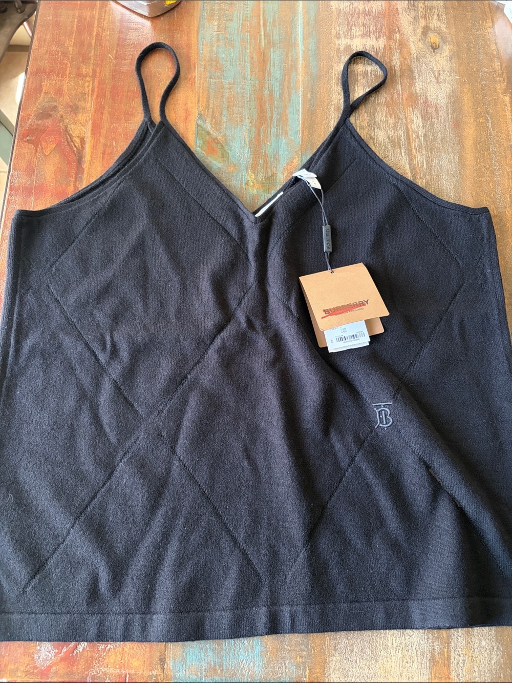 NWT Burberry Maeve black wool blend camisole size large